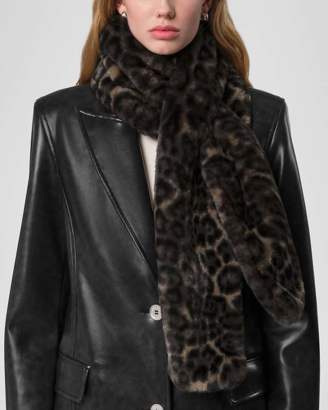 Kai Faux Fur Leopard-Print Scarf